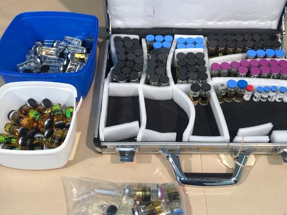 A man will face court today , 9th November 2020 ,  after drugs and weapons were found at his Prospect home on Saturday., Police seized 320,000 steroid tablets, liquid anabolic steroids and a pill press from the property, along with an IED, taser and more. Picture: SA Police