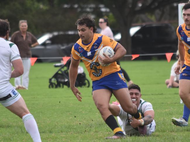 Keanu Wright-Dunrobin. Picture: Sean Teuma. Souths Juniors A-grade round three, Coogee-Randwick Wombats vs Coogee Dolphins at Marcellin Fields, 26 April 2025