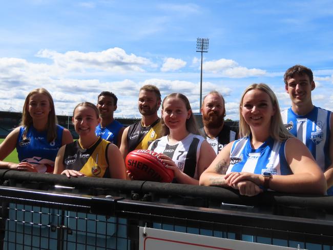 Representatives of the four NTFA teams successful in being included in next year's inaugural NTFA Premier League. (Front from left) Jaslyn Freestone, Jade Nichols, Michaela Carins, Renee Brough; (back from left) Grant Holt, Kacey Curtis, Joel Hayes and Jordan Talbot. Picture: Jon Tuxworth