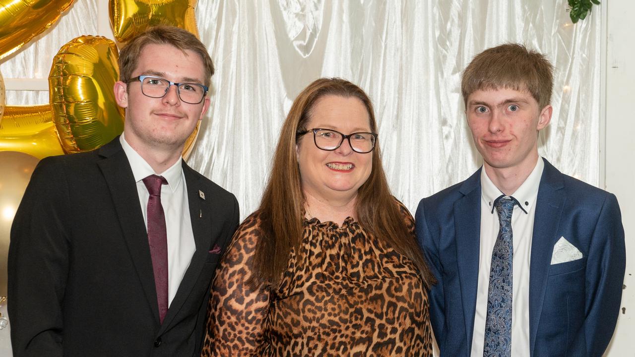 Hayden Brown, Tracey Kostecki and Rhys Brown at Calen District College Graduation dinner, Friday 17 November 2023 Picture: Michaela Harlow