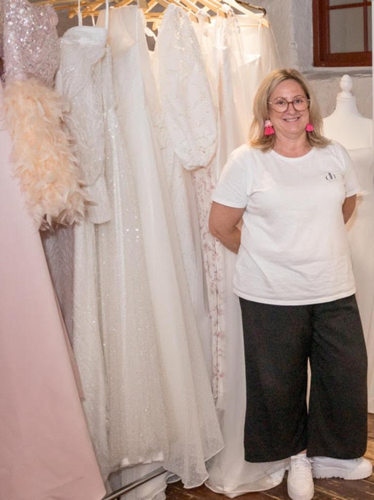 Kasia Litwinienko behind the scenes at one of her bridal gown runways. Picture: Rebekah Bianca Studios/Supplied