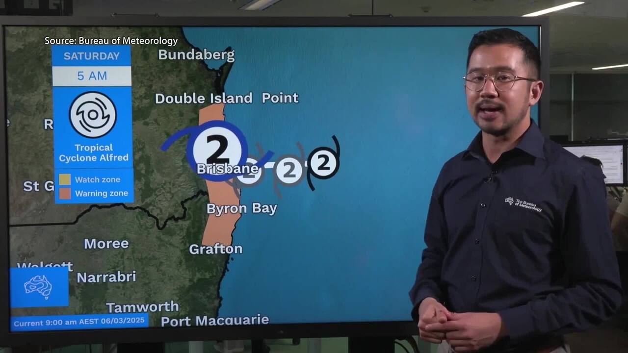 Cyclone Alfred's predicted path of destruction