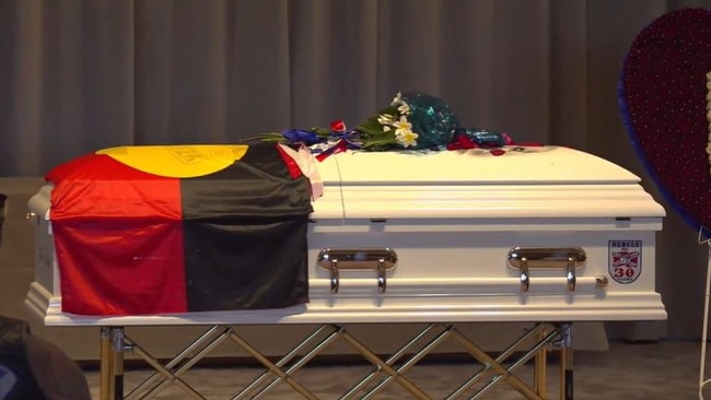 Life member of the Rebels Motorcycle Club outlaw bikie gang and the son of a late national Aboriginal icon, Justin Mark Peisley. Picture: Screengrabs from Peter Elberg Funerals