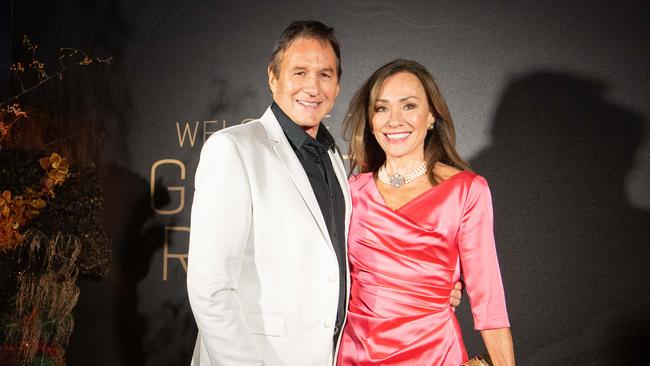 Collingwood Football Club President Jeff Browne and Ann Peacock at the Gather Round Red Carpet event at Magill Estate, Magill / Kaurna Yarta, on Wednesday, April 12, 2023. The Advertiser/ Morgan Sette