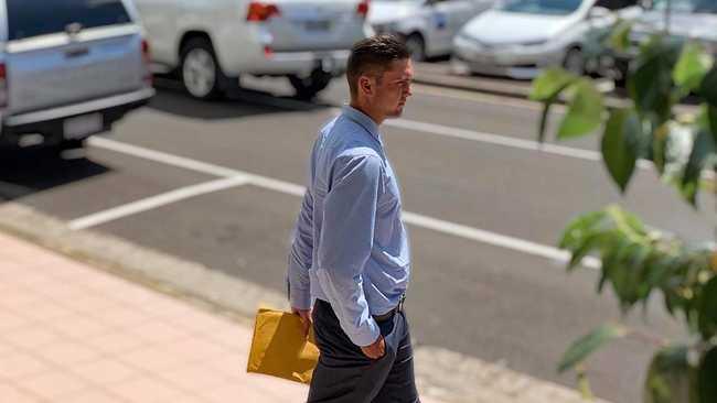 Mackenzie Liam Simpson leaves court after facing one charge of dangerous operation of a vehicle causing death.