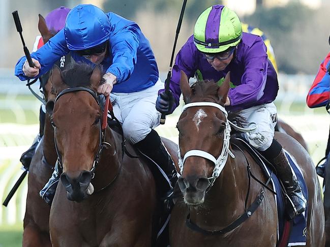 SYDNEY, AUSTRALIA - JULY 27: Kerrin McEvoy riding Invader Zim wins Race 8 ATC Thank You Trainers  during Sydney Racing at Royal Randwick Racecourse on July 27, 2024 in Sydney, Australia. (Photo by Jeremy Ng/Getty Images)