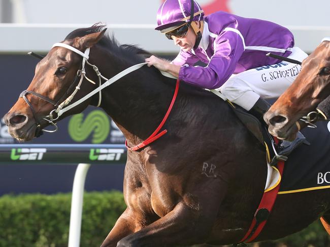 The Chris Waller-trained Boban, winning the Doomben 10,000, remains steady at the top of betting at $4.80 for the opening Group 1 on the season, the Memsie Stakes at Caulfield. Picture: Jono Searle