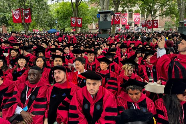 Graduates gather for the commencement ceremony at Harvard University in Cambridge, Massachusetts