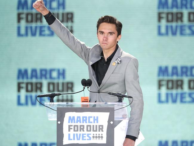 Marjory Stoneman Douglas High School Student David Hogg pictured at the anti-gun violence rally Picture: Chip Somodevilla/Getty Images/AFP