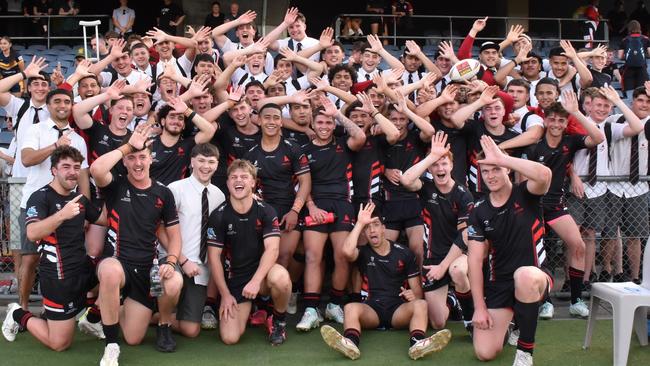 Endeavour Sports High celebrate with the school's faithful after booking their spot in the Peter Mulholland Cup grand final.