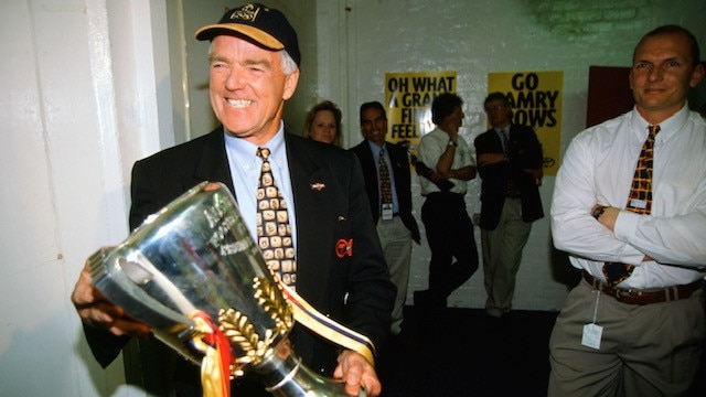 Neil Kerley with the Crows’ premiership cup. Picture: Adelaide Football Club