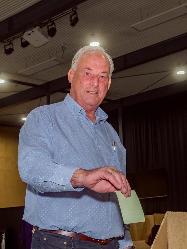 Liberal Senator Richard Colbeck places his vote on Federal Election Day. Picture: Simon Sturzaker