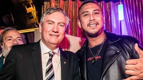 Pies President Eddie McGuire with Cabantog in Melbourne last year.