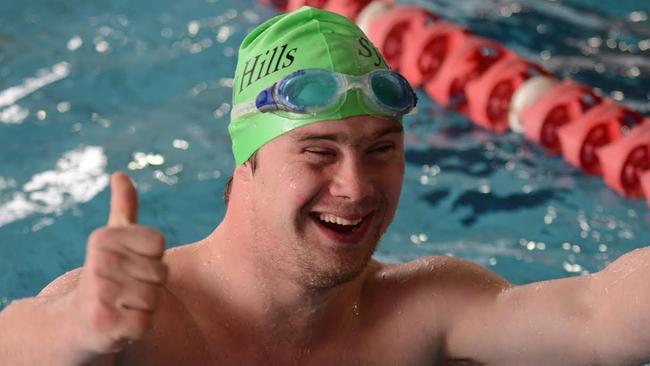 Thumbs up from Tom Thorby, who won the 25m backstroke for his age group at the Special Olympics Regional Swimming Carnival at Oakhill College, Castle Hill, on March 19. Pictures: Supplied