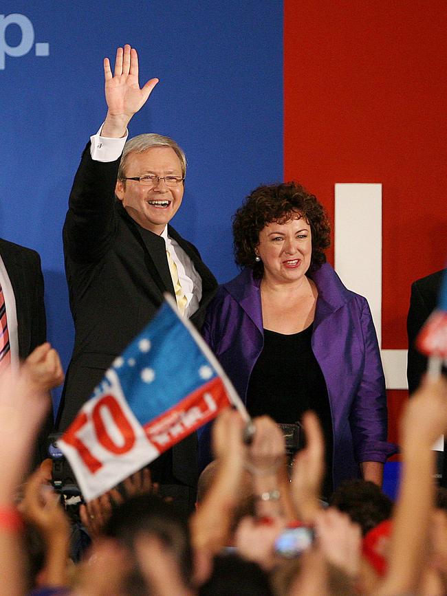 Kevin Rudd and wife Therese after becoming Prime Minister.