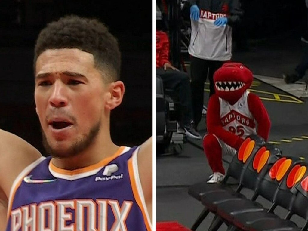 Devin Booker wasn't happy with the Raptor's antics.
