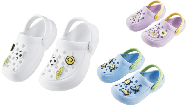 New to this year’s range are the specially designed children’s clogs ($6.99). Image: Supplied