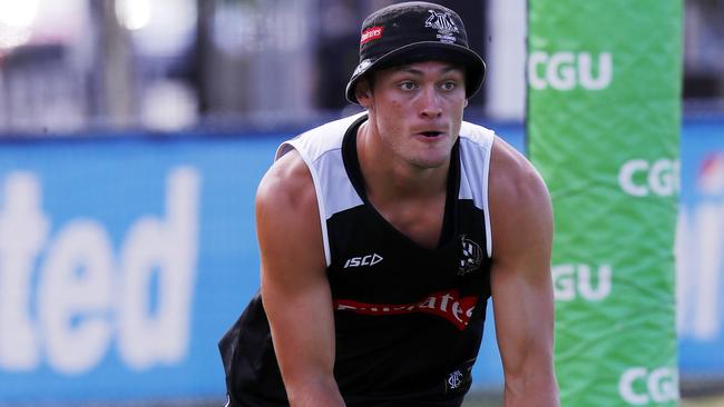 Darcy Moore in action during pre-season training. Picture: Michael Klein