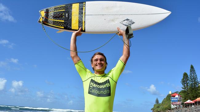 Pa and Ma Bendall Memorial Surfing Contest at Moffat Beach. Pictured is previous open men’s final winner Mitch Parkinson.