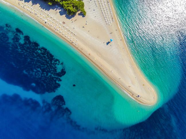 Famous beach Zlatni rat (Golden Horn or Golden Cape), Bol, Brac island, Dalmatia, Croatia. Picture: Supplied