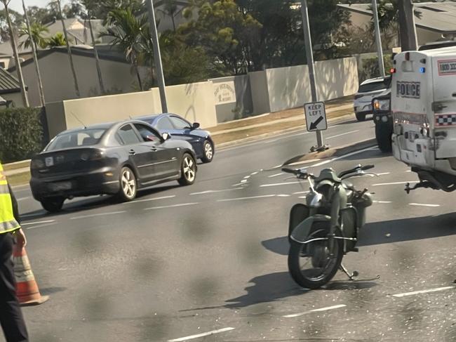 A motorcyclist has been rushed to hospital after a serious crash at Eli Waters.