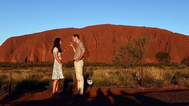 The royals take in Uluru in a photo opportunity captured by the world’s media. Picture: Getty