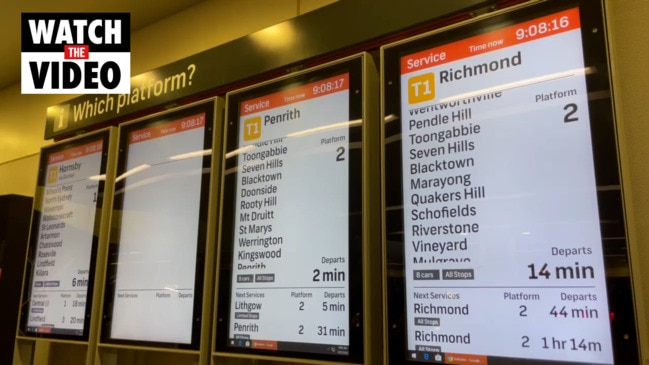 Commuters at Parramatta train station during industrial action