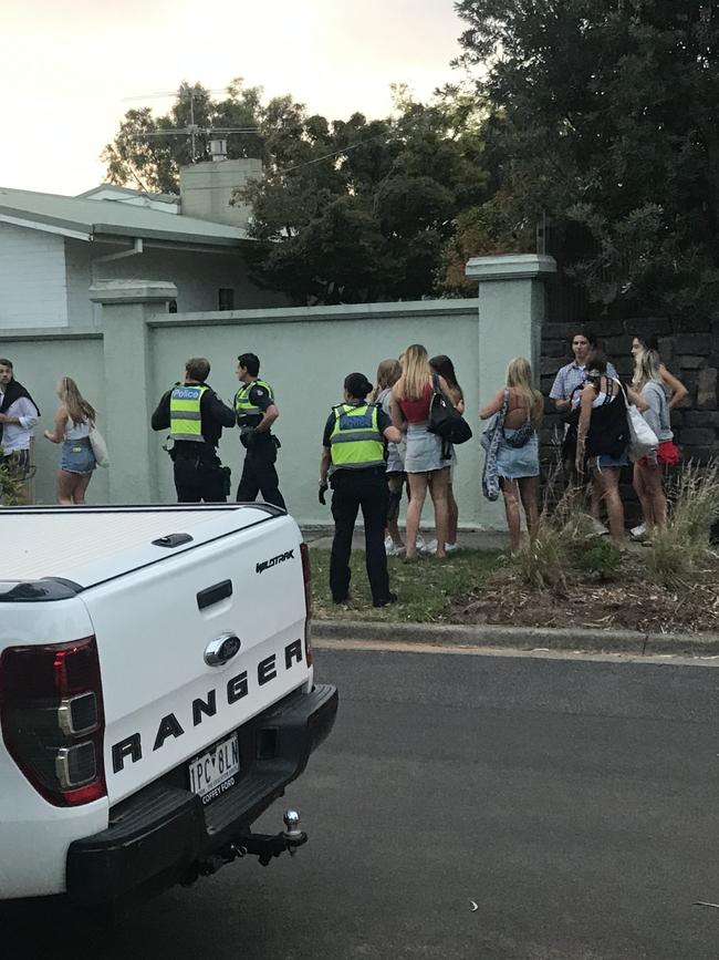 Police turned up to help disperse the crowd of would-be gatecrashers in Beaumaris.