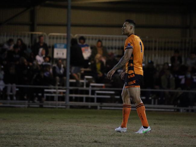 Israel Folau makes his Rugby League Gold Coast debut for Southport Tigers against defending champions Runaway Bay at Owen Park, Southport. Pic Mike Batterham