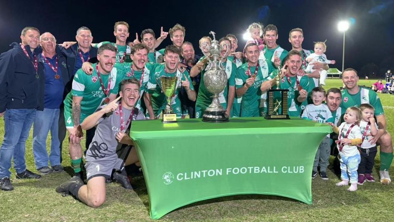 Clinton claimed the Wesley Hall Cup for a fifth time with a 3-nil win in the Football Queensland Central Coast Men's Premier League grand final.