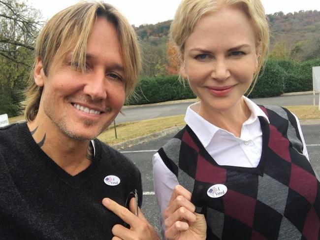 2016 US Election via social media ... Keith Urban and Nicole Kidman, 