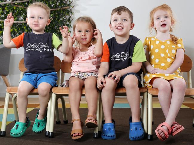 Community Kids Bargo Early Education Centre was evacuated during the recent fires and had practised for the event. Children Mason Dalli, Claire Butterfield, Ruben Suker and Harper Black were some of the kids who were prepared for the evacuation. Picture: Jonathan Ng