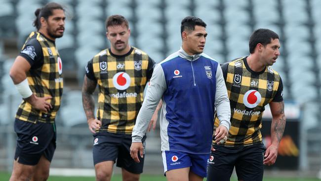 Roger Tuivasa-Sheck (second from right) predicts the Cowboys to surprise the NRL competition in 2020. Picture: Tony Feder/Getty Images