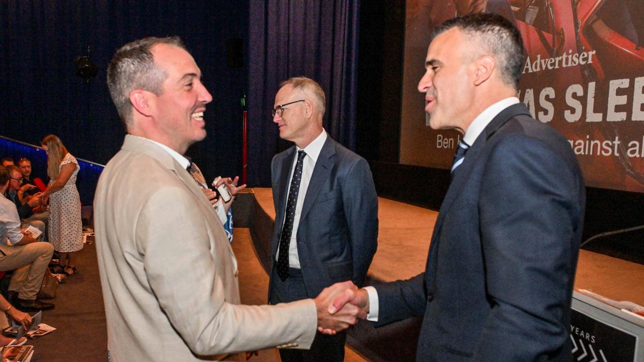 Ben and Peter Malinauskas at Mercury Cinema for the screening of the Ben Hyde Survival documentary - 'While I was Sleeping'. Picture: Brenton Edwards