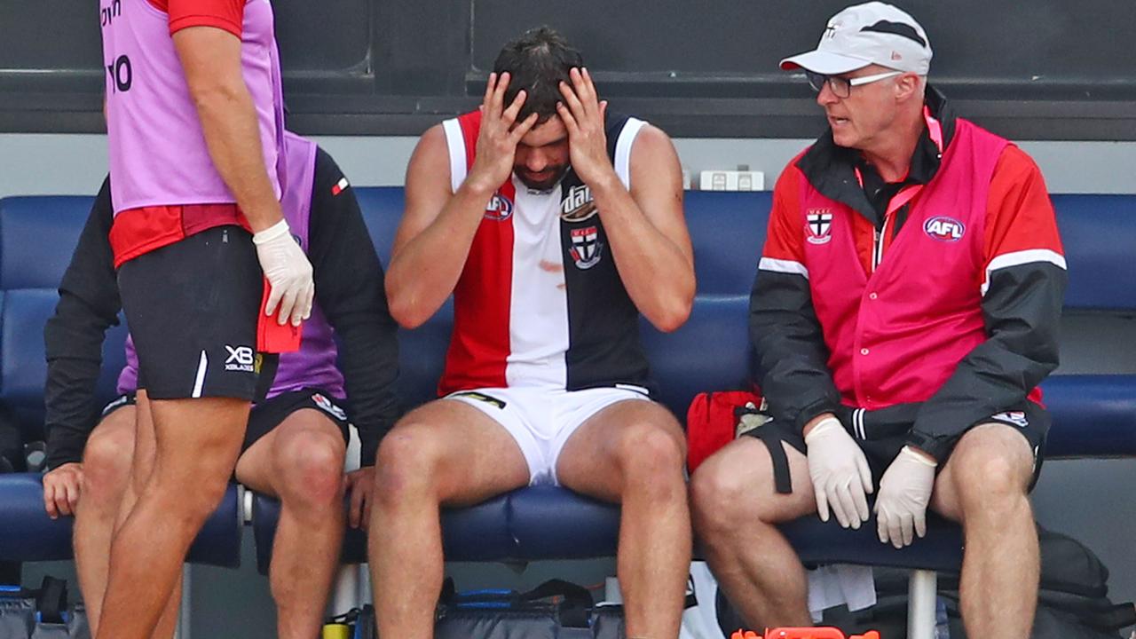 Paddy McCartin was forced to depart the AFL after repeated head knocks. Photo: Scott Barbour/Getty Images.