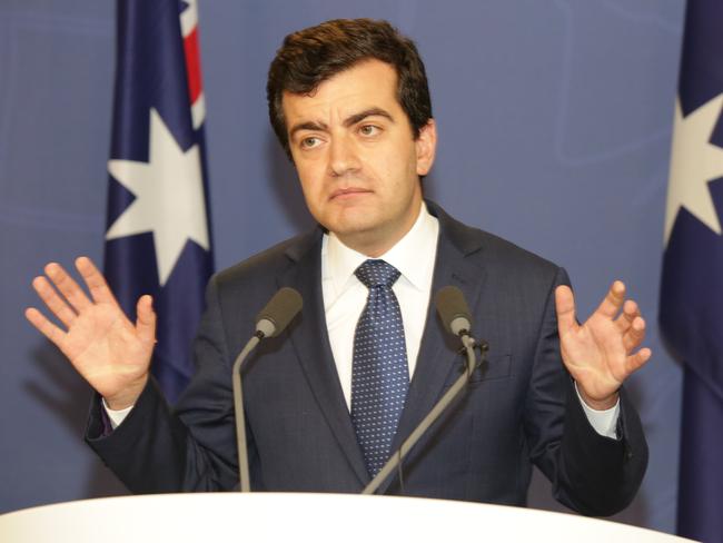 Senator Sam Dastyari did not take any questions but read from a statement today. Picture: John Fotiadis