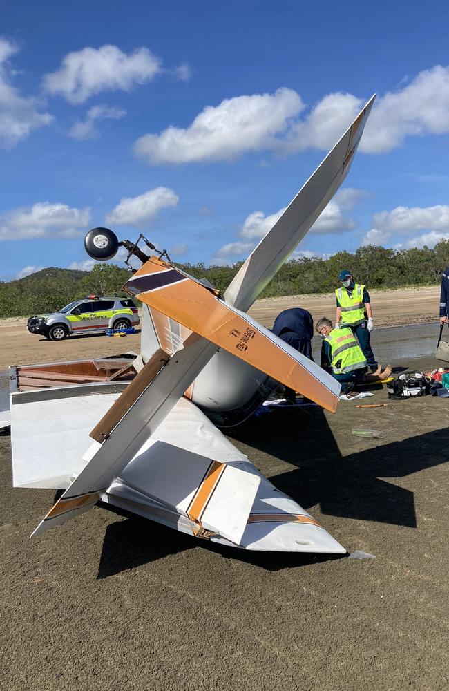A light plane has crash landed on Ball Bay. One person has died and the pilot flown to Mackay Base Hospital. Friday, December 24, 2021. Picture: RACQ CQ Rescue