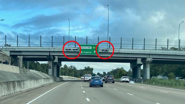 Cameras installed last year at the M1 in Coomera. Picture: Perry Cook.