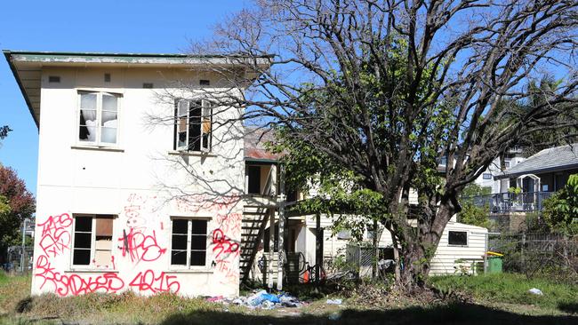 The abandoned house in Queen St Southport, where people are squatting. Picture Glenn Hampson