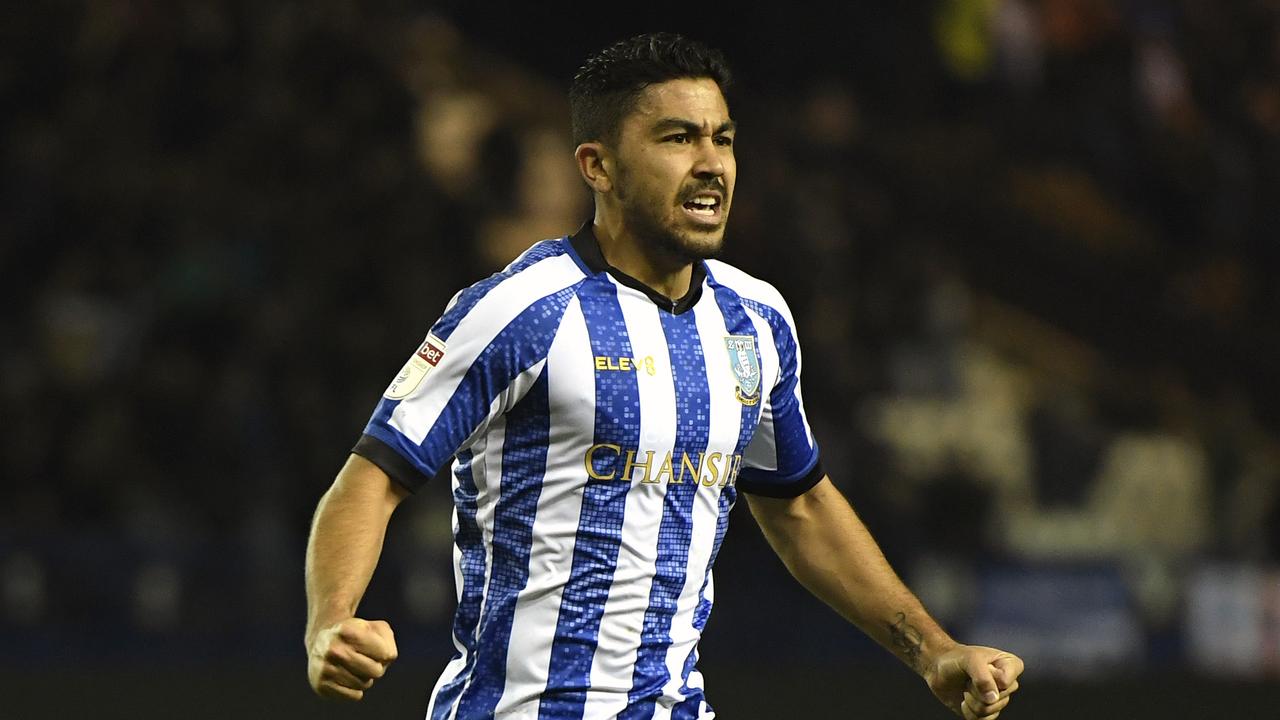 SHEFFIELD, ENGLAND – OCTOBER 22: Massimo Luongo of Sheffield Wednesday celebrates after scoring his sides first goal during the Sky Bet Championship match between Sheffield Wednesday and Stoke City at Hillsborough Stadium on October 22, 2019 in Sheffield, England. (Photo by George Wood/Getty Images)
