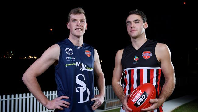 Sam Tharaldsen (left) next to Murray South East Country Championships player Blake Tabe. Picture: Mark Brake