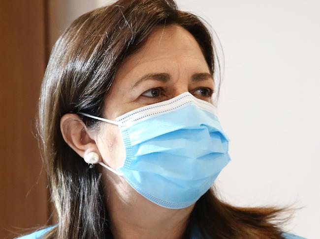 BRISBANE, AUSTRALIA - NewsWire Photos JULY 5, 2021: Queensland Premier Annastacia Palaszczuk looks on at a press conference in Brisbane. Picture: NCA NewsWire /Jono Searle