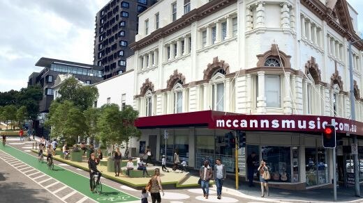 An artist’s impression of the new parklet in Melville St. Picture: Supplied.