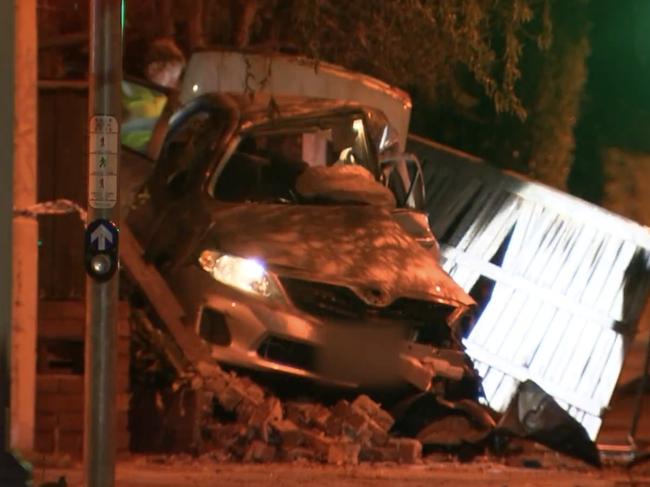 A teenager driver left a 28-year-old to die after a fiery Burwood crash. Picture: 9NEWS