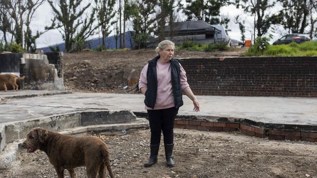 Robyn Freedman on her property in Wandella, which was destroyed by bushfire on December 31. Picture: Sean Davey