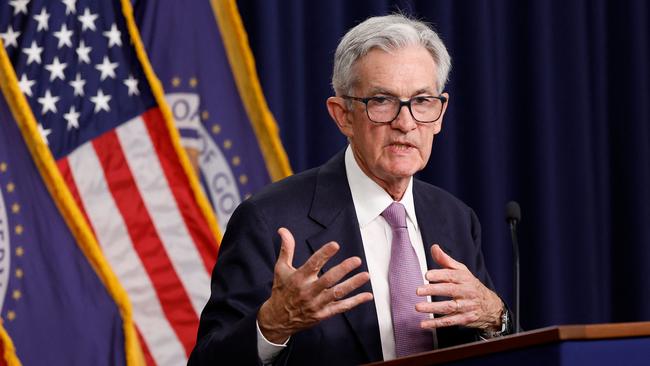 Federal Reserve chairman Jerome Powell said the Fed had cut rates by a substantial 50 basis points to support America’s cooling labour market. Picture: Anna Moneymaker / Getty Images North America / Getty Images via AFP