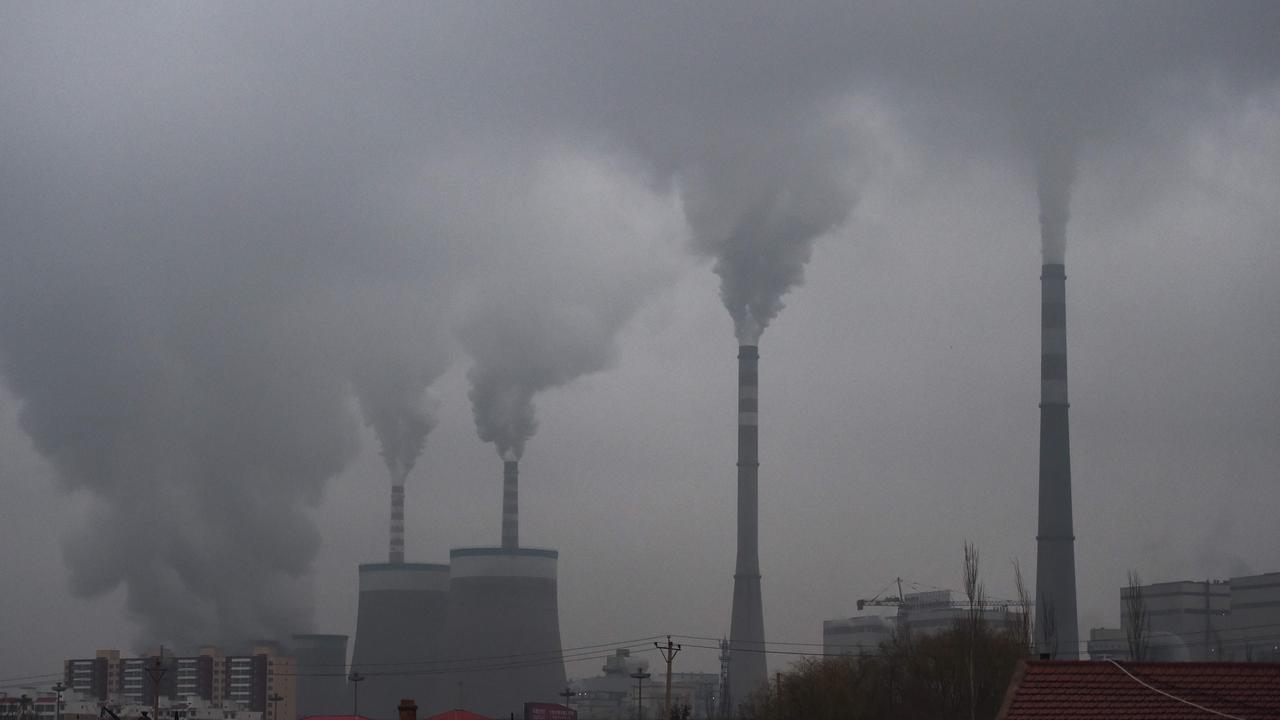 Smoke belching from a coal-fuelled power station near Datong, in China's northern Shanxi province. China has vowed to go carbon free by 2060. Picture: Greg Baker/AFP