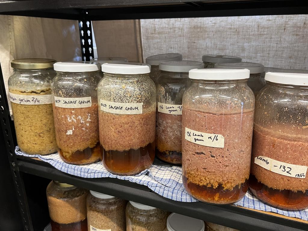 Agrarian Kitchen Experience. Waste from the restaurant is used to make different flavoured garum which in turn adds flavour to dishes. Picture: Philip Young