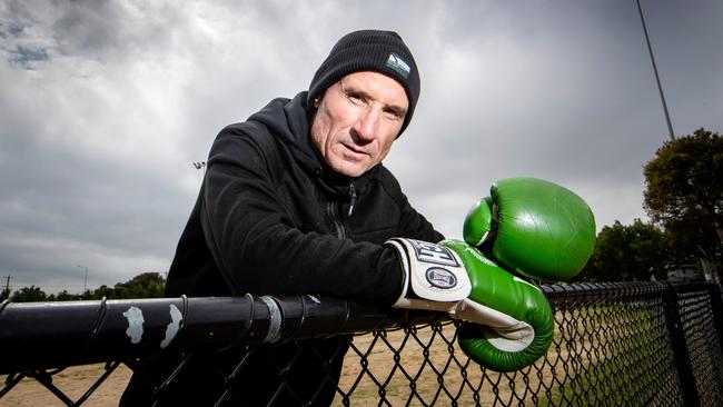 Jockey Glen Boss during a fitness training session at at McKinnon Reserve in Melbourne. Picture: David Geraghty