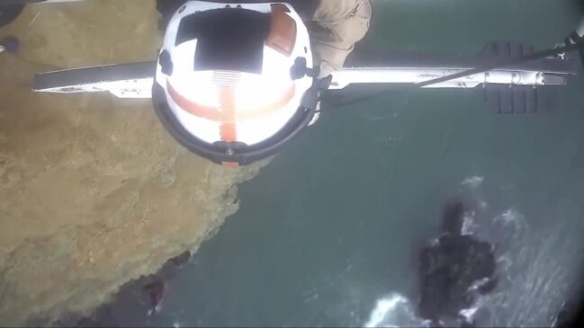 Two Stranded on Cliff Edge Rescued by Air Crew in California